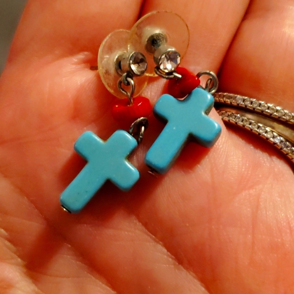 Turquoise Cross Earrings
